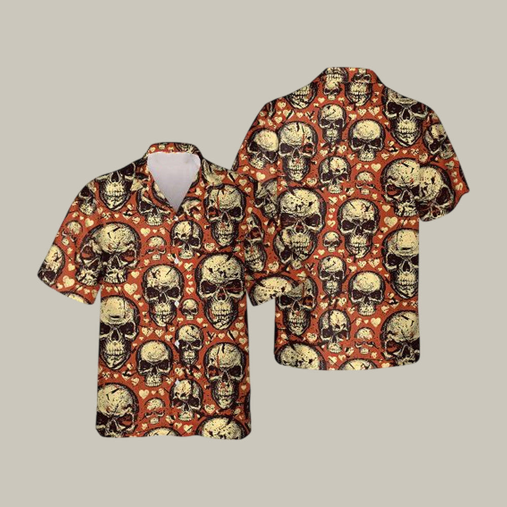Signs Of The Heart Skull Hawaiian Shirt Gothic Skull Graphic Tee Unique Gift For Brother