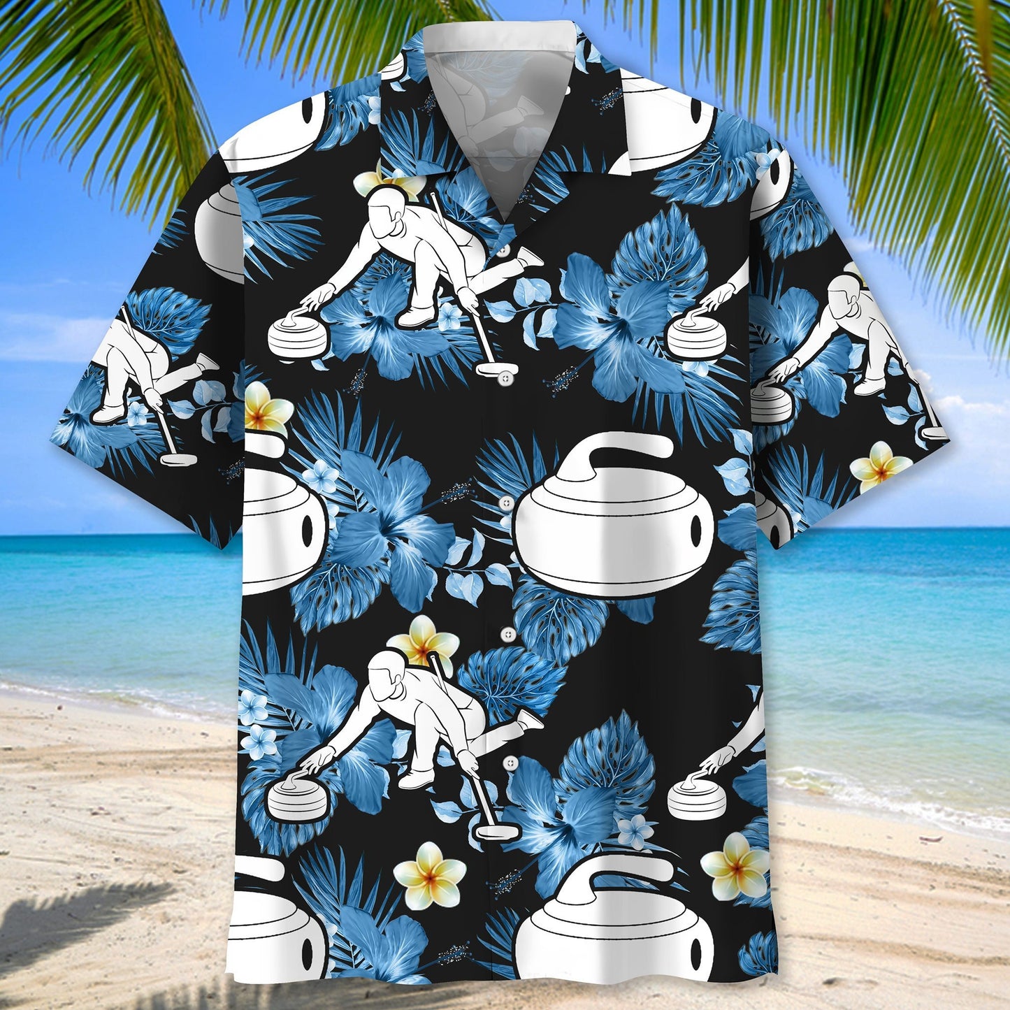 Curling Sport Nature Hawaiian Shirt Tropical Themed Aloha Shirt Gifts For Curling Fans
