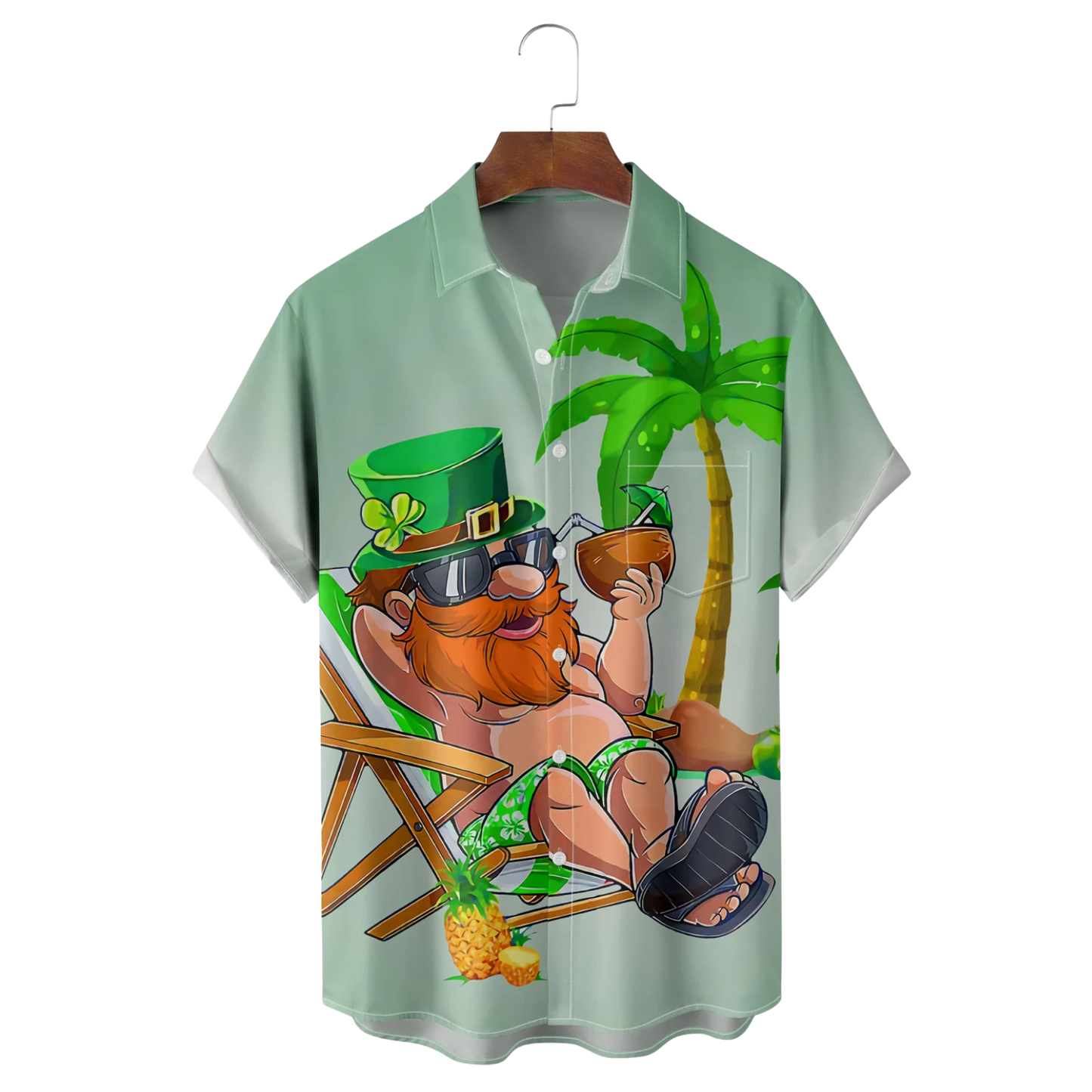 St Patrick's Day Lucky Clover Hawaiian Shirt Tropical Vibe Aloha Shirt St Paddy's Day Gifts