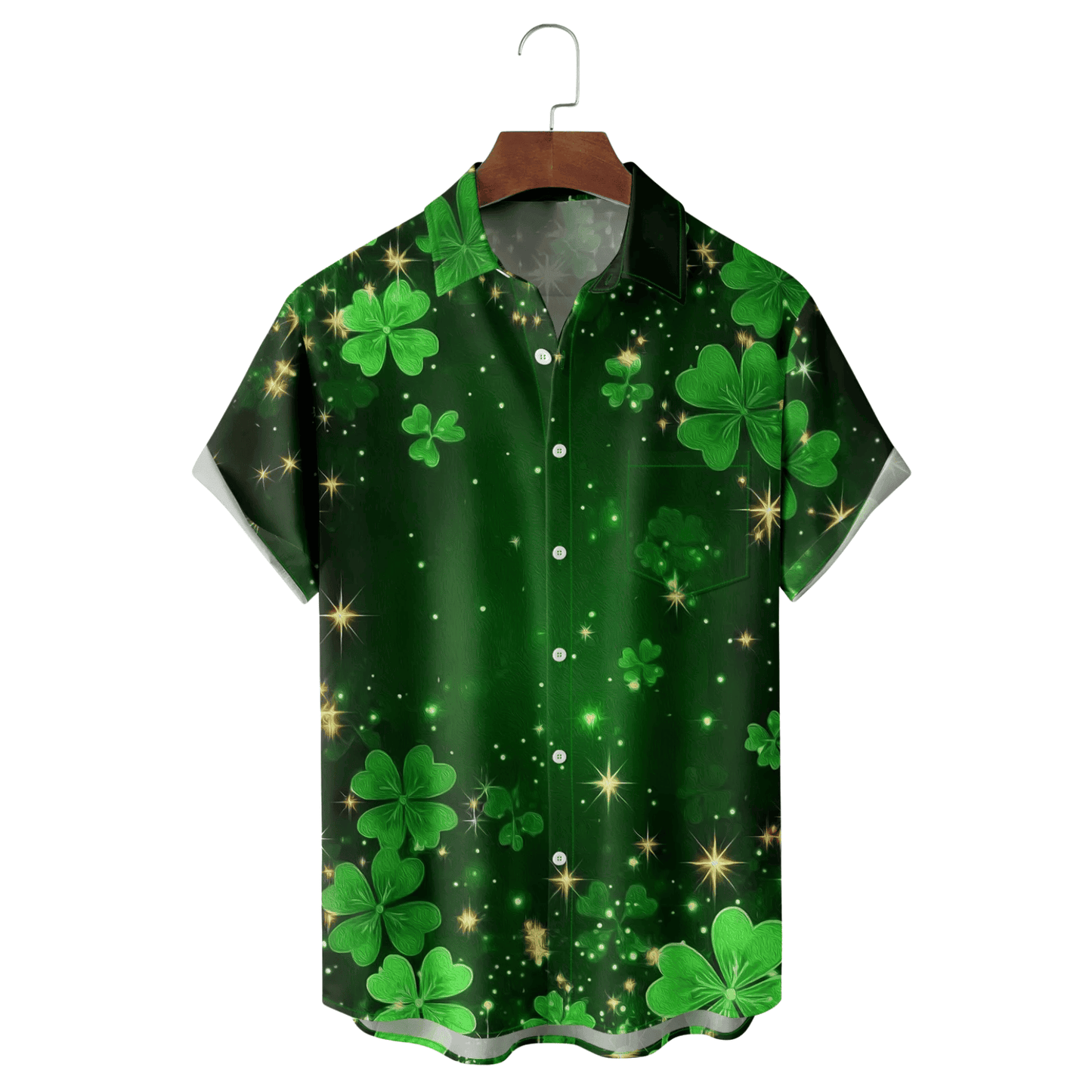 St Patrick's Day Four Leaf Clover Green Art Hawaiian Shirt Paddy Day Outfits For Men