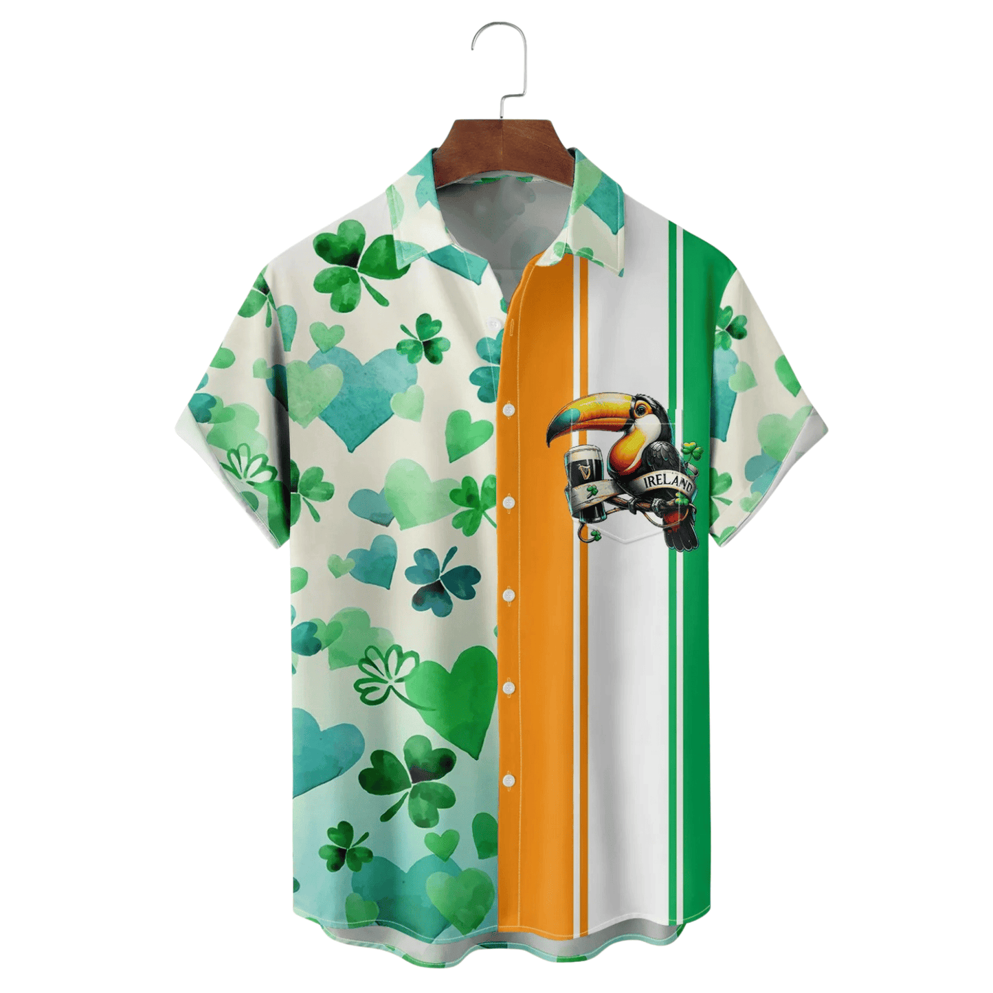 St Patrick's Day Toucan Beer Clover Irish Green Hawaiian Shirt Cool Saint Patty's Day Gifts