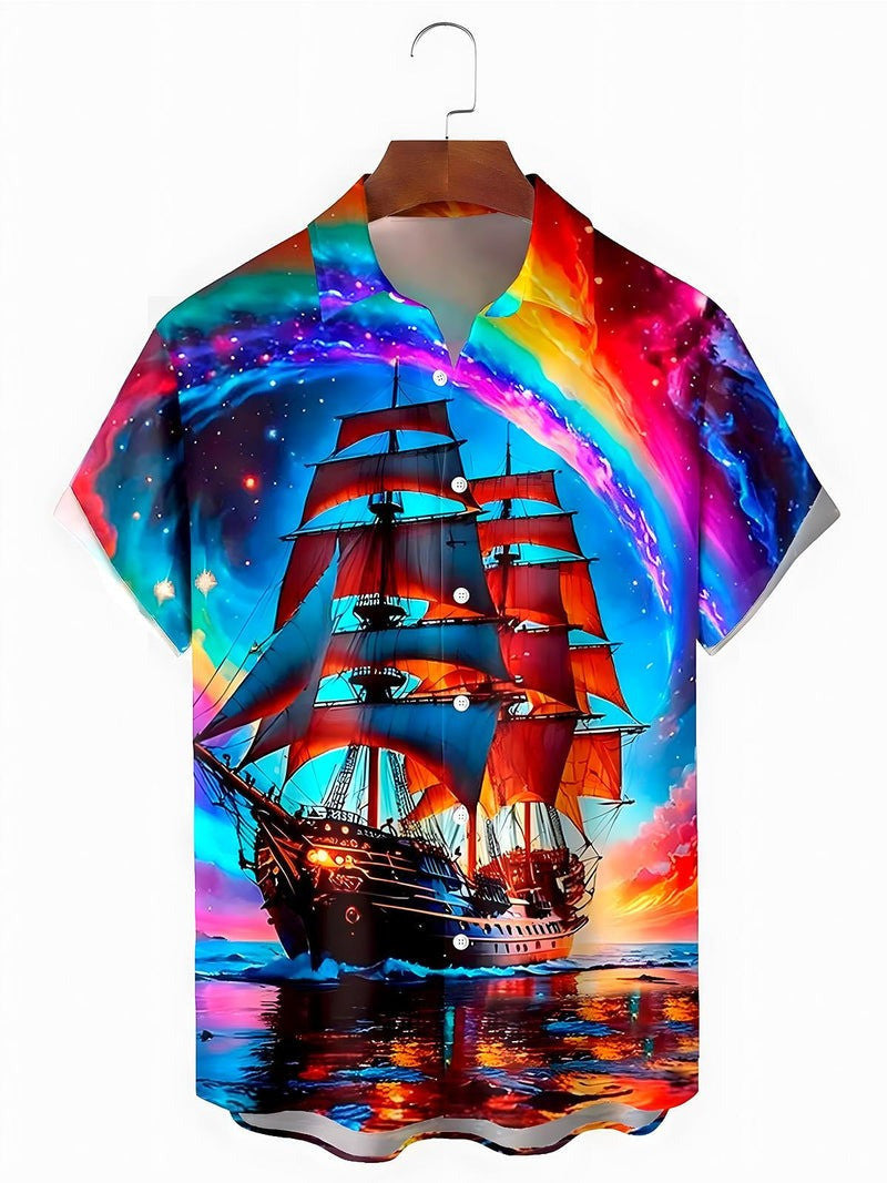 Hawaiian Boat Button Up Shirt Colorful Nautical Aloha Shirt Gifts Ideas For Brothers