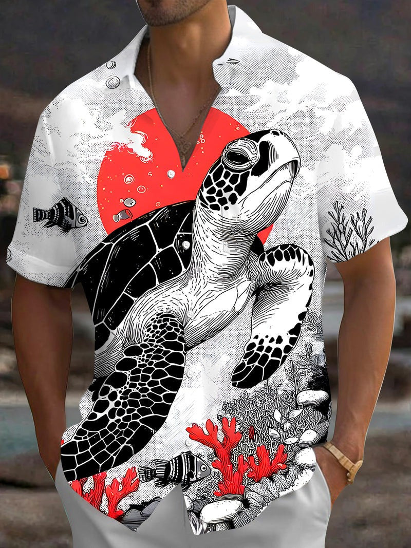 Sea Turtle Hawaiian Shirt Turtle Tropical Button Up Shirt Sea Turtle Lover Gifts For Men