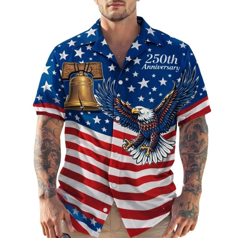 Eagle America 250th Anniversary Hawaiian Shirt Liberty Bell Patriotic Apparel 4th Of July Gift