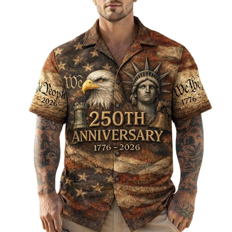 Eagle USA 250th Anniversary Hawaiian Shirt 1776 2026 We The People Patriotic Apparel For Men