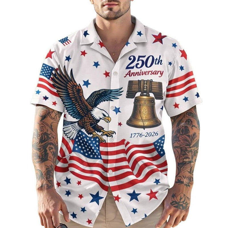 Eagle America 250th Anniversary Hawaiian Shirt 1776 2026 Patriotic Aloha Shirts Gifts For Men