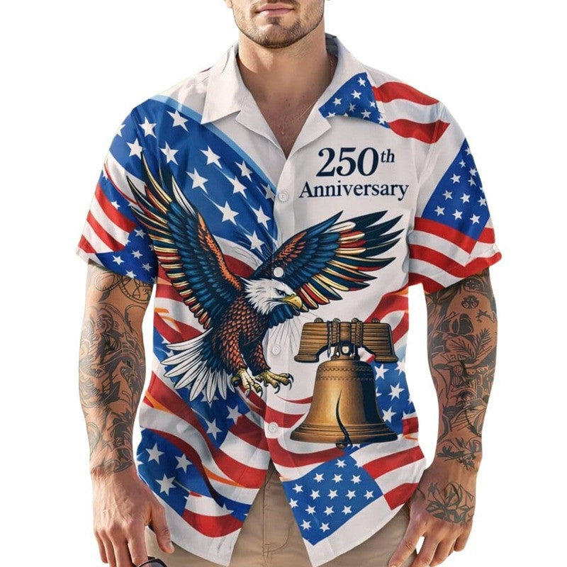 Eagle USA 250th Anniversary Hawaiian Shirt Liberty Bell Aloha Shirt Men's Patriotic Apparel
