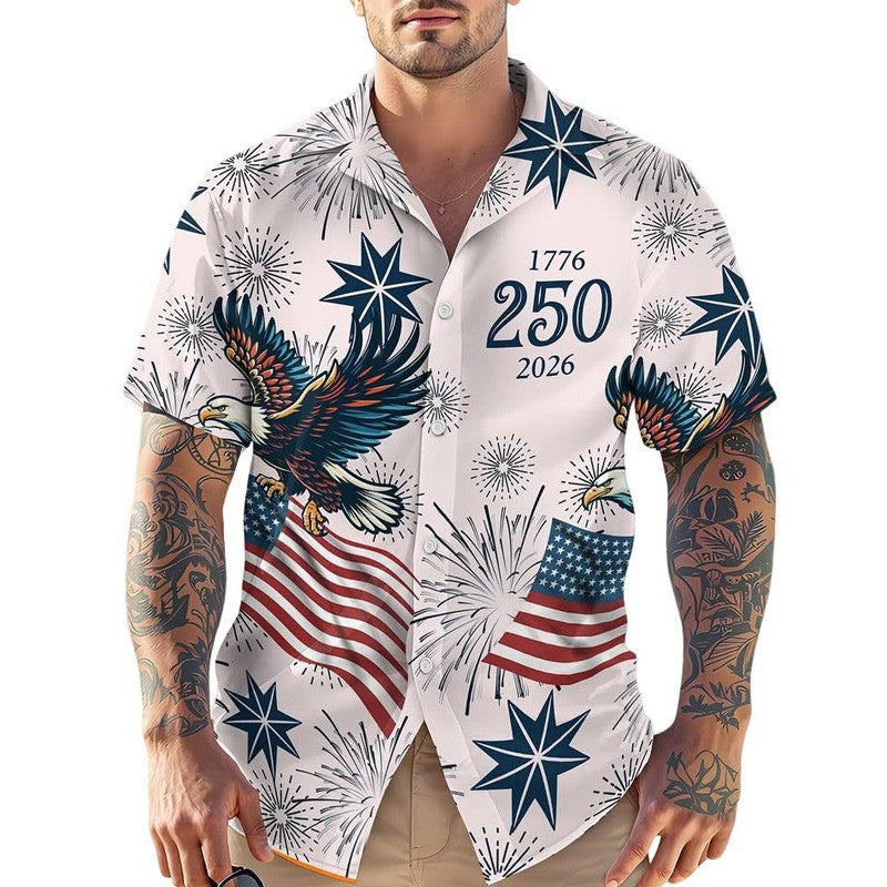 Eagle USA 250th Anniversary Hawaiian Shirt 1776 2026 American Flag Aloha Shirt Patriotic Gifts
