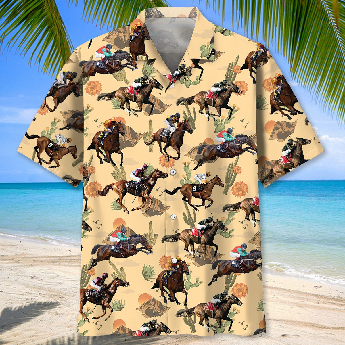 Horse Racing Desert Hawaiian Shirt Western Cowboy Aloha Shirt Top 10 Father's Day Gifts