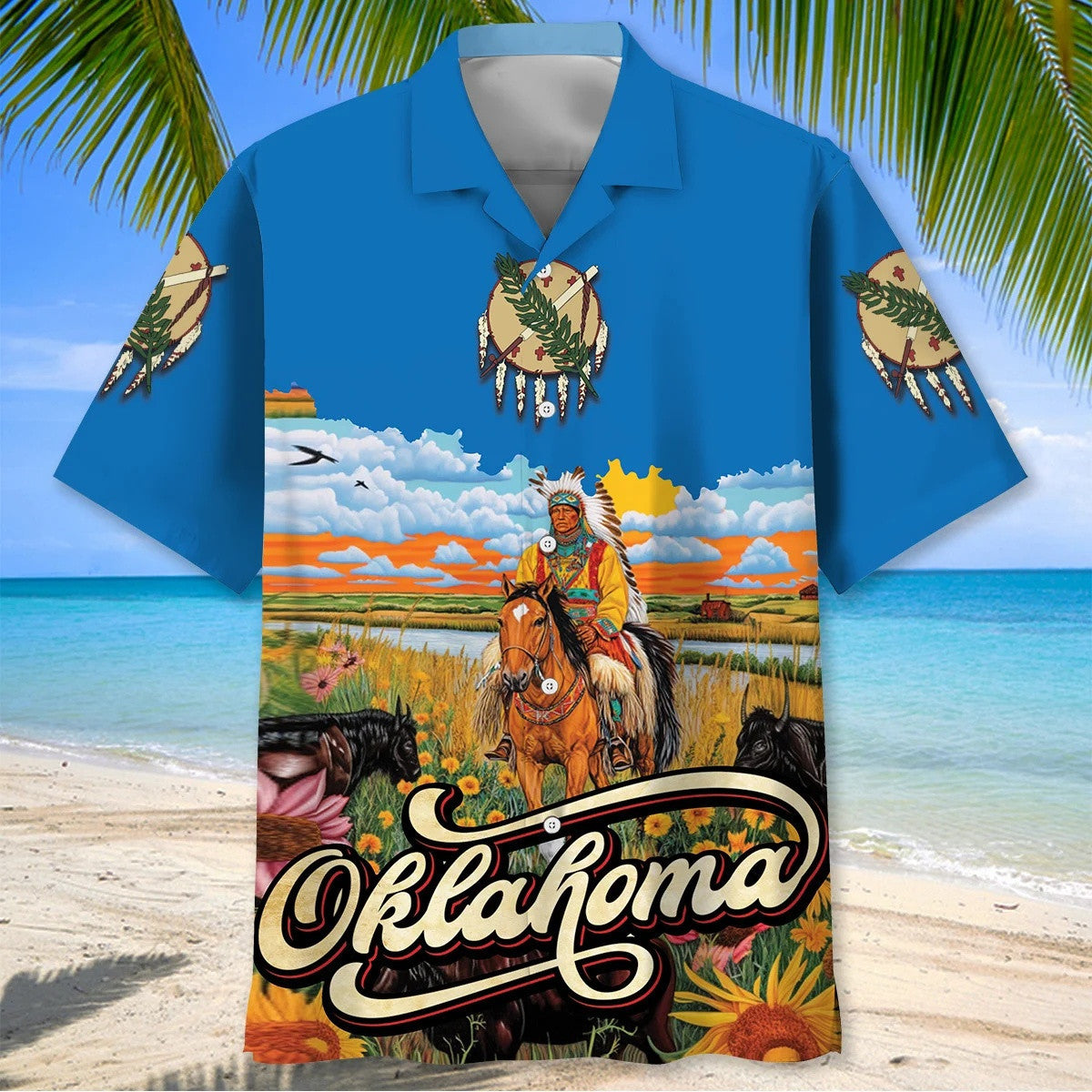 Native Oklahoma State Hawaiian Shirt Oklahoma State Flag Aloha Shirt State Pride Apparel Gifts