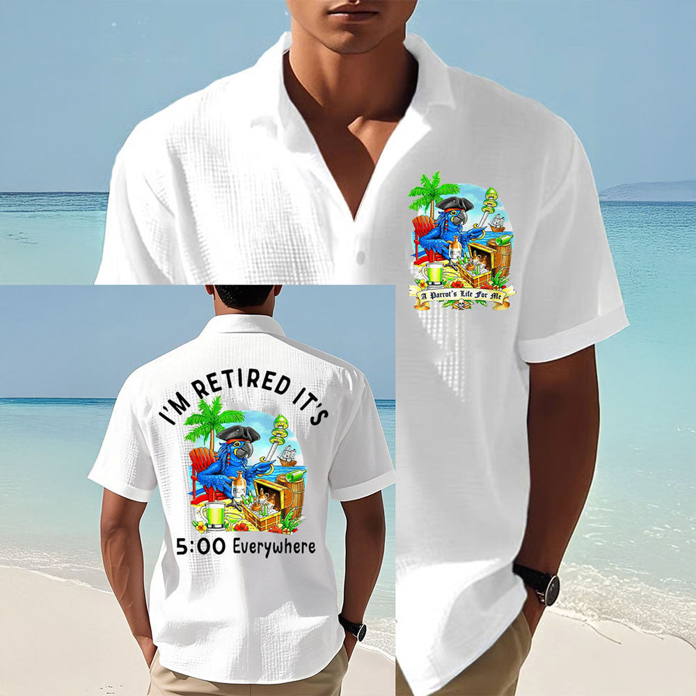 Parrot I'm Retired It's 5 O'Clock Everywhere Hawaiian Shirt Margaritaville Clothing