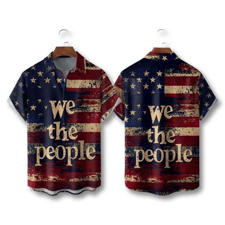 We The People 1776 Vintage Patriotic Hawaiian Shirt 4th Of July Apparel Gifts For Dad