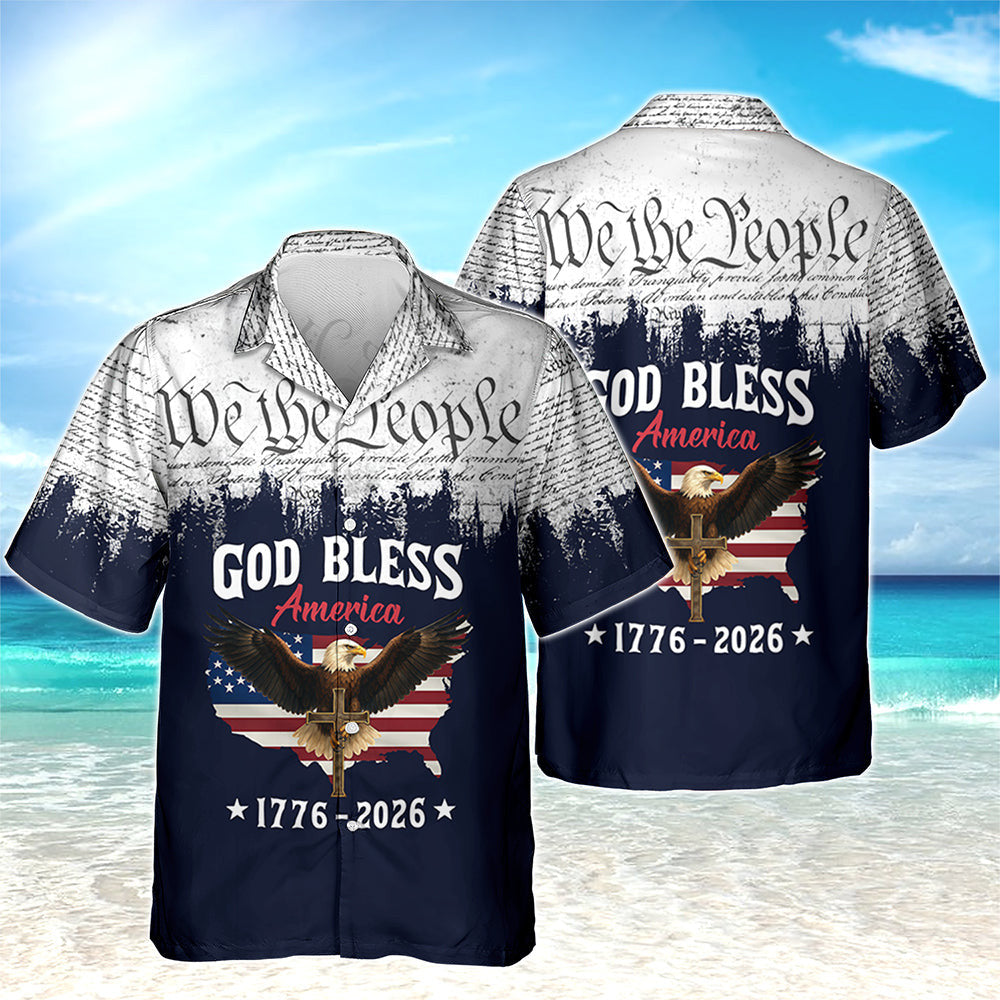 Eagle God Bless America 1776 2026 Hawaiian Shirt Fourth Of July Shirts Independence Day Gift