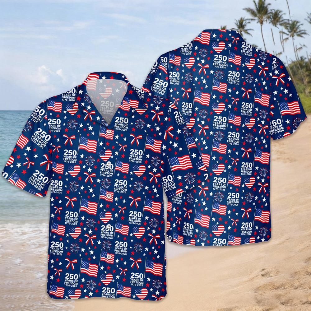 USA USA 250 Years Of Freedom Hawaiian Shirt July 4 Clothing Patriotic Gifts For 4Th Of July