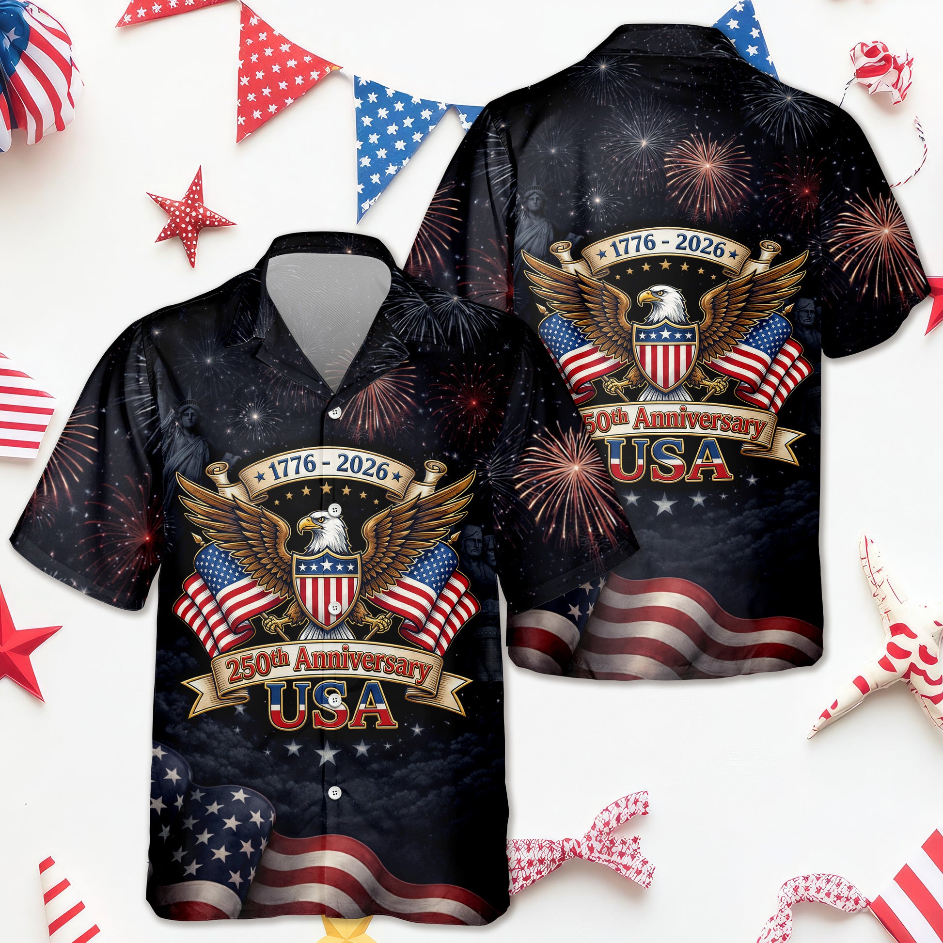 Eagle USA 250Th Anniversary Hawaiian Shirt Fourth Of July Attire Patriotic Gifts Idea