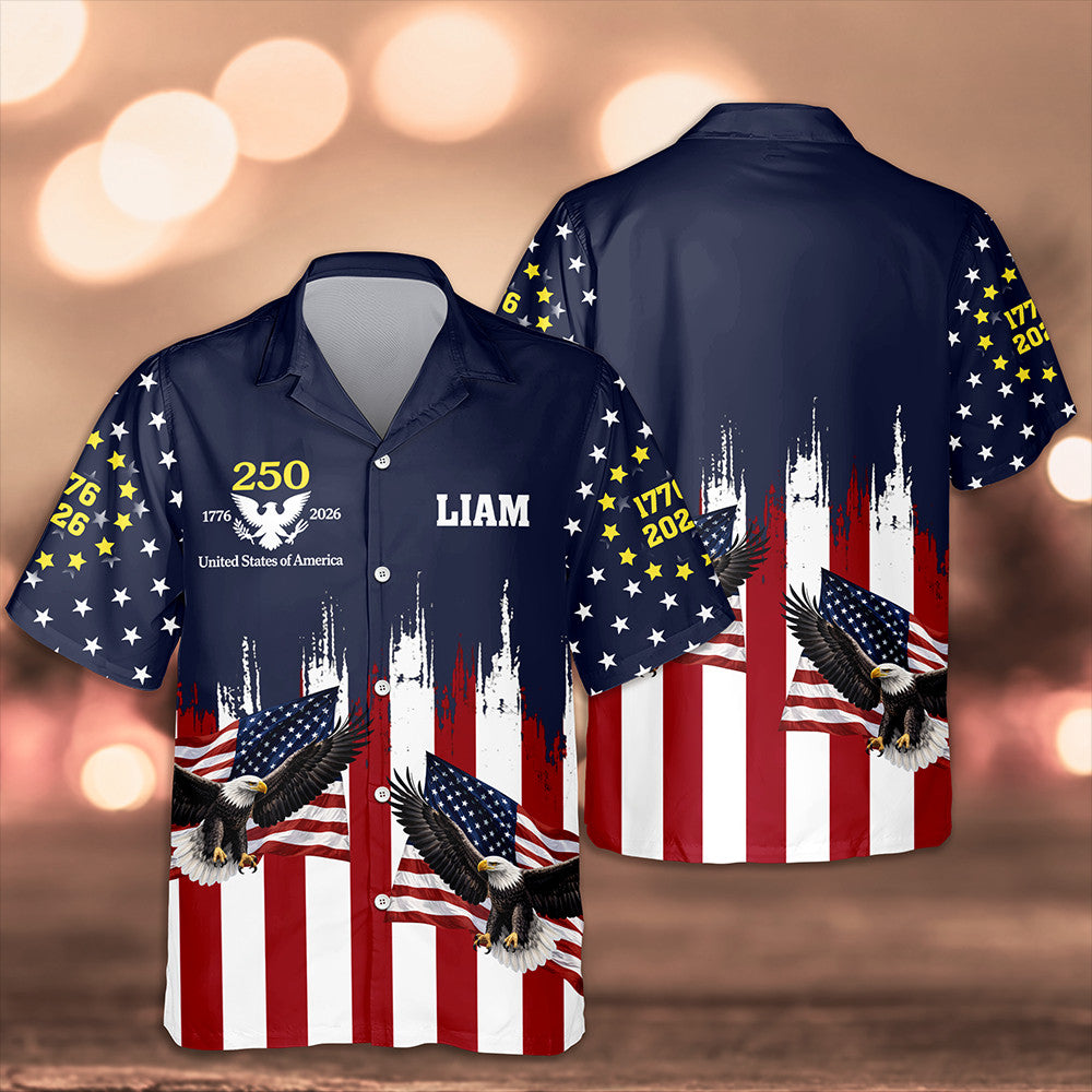 Personalized Eagle USA 250 Years 1776 2026 Hawaiian Shirt Clothes For July 4Th Patriotic Gifts