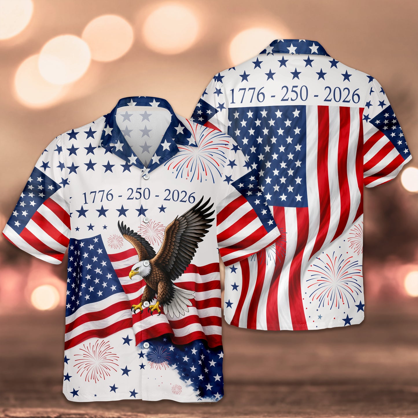 Eagle America 250 Years 1776 2026 Hawaiian Shirt American Flag Shirt Gifts For 4Th Of July