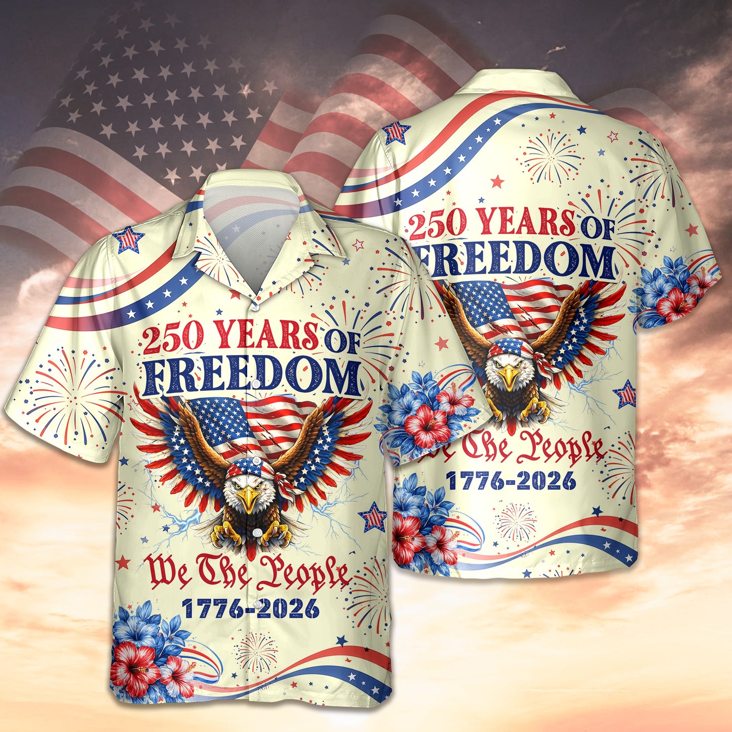 Eagle USA 250 Years Of Freedom Hawaiian Shirt 4Th Of July Shirt Patriotic Gifts Idea