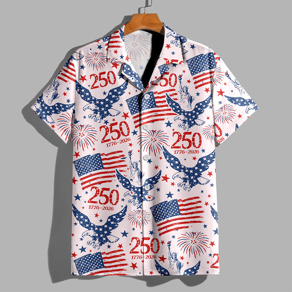 Eagle America 250 Years 1776 2026 Hawaiian Shirt 4Th Of July Outfits Gifts For Boyfriend