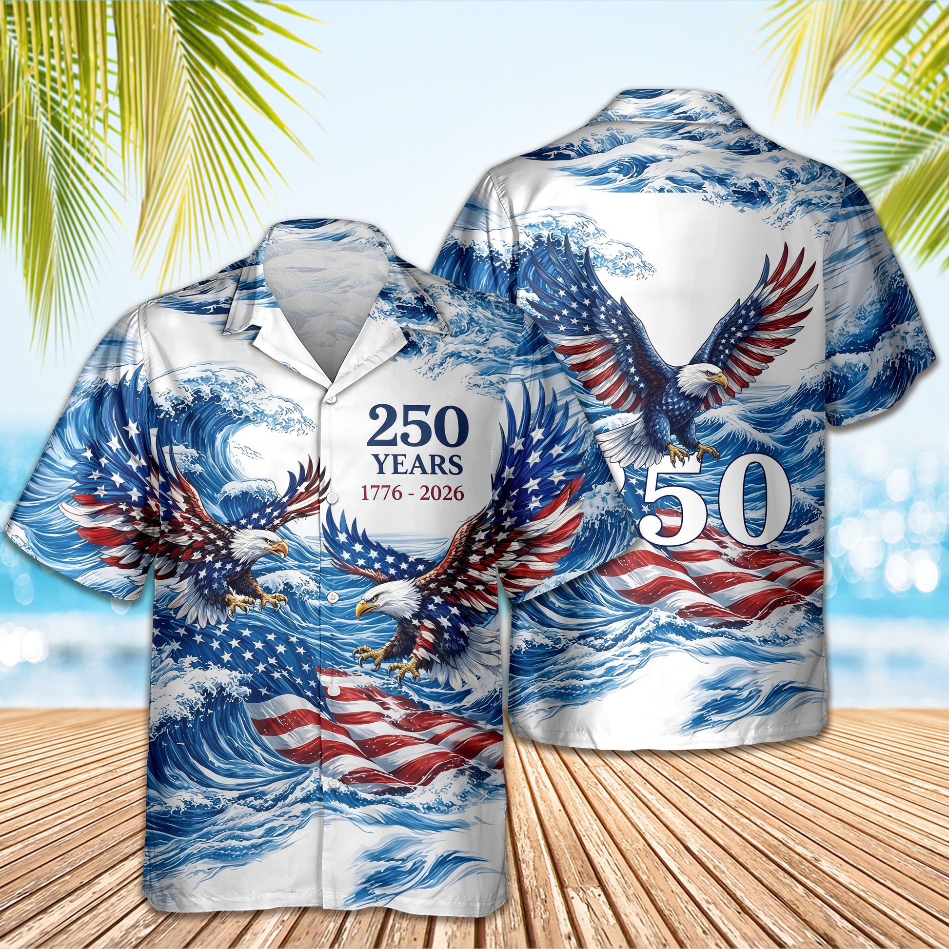 Eagle America 250 Years 1776 2026 Hawaiian Shirt Patriotic Outfits Idea Gifts For 4Th Of July