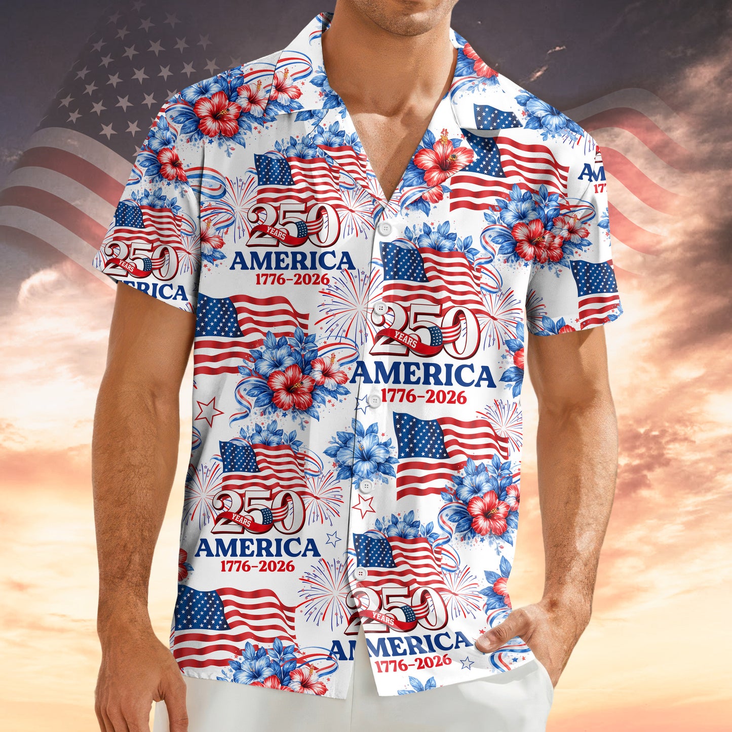America 250 Years 1776 2026 Hawaiian Shirt 4Th Of July Attire Patriotic Shirts Gifts For Men